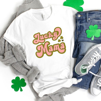 Lucky Mama Retro Clovers Short Sleeve Graphic Tee