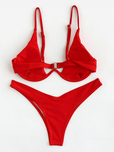 Swim Vcay High Cut Underwire Bikini Swimsuit