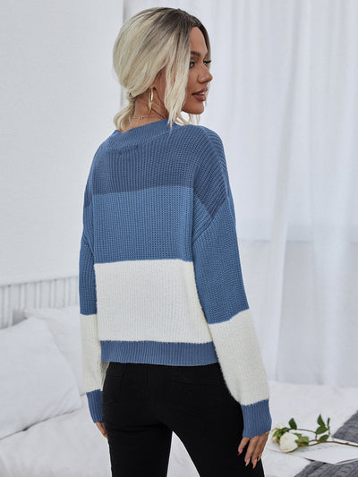 LUNE Color Block Drop Shoulder Sweater