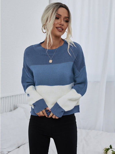 LUNE Color Block Drop Shoulder Sweater