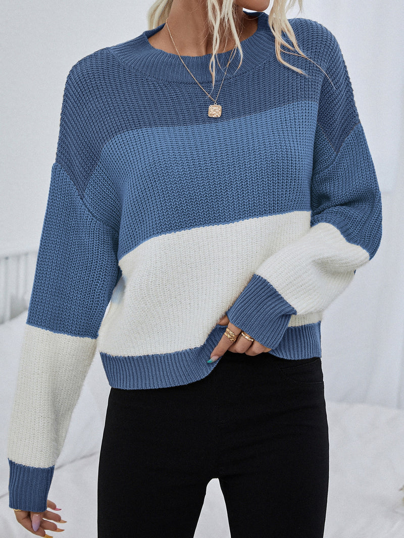 LUNE Color Block Drop Shoulder Sweater