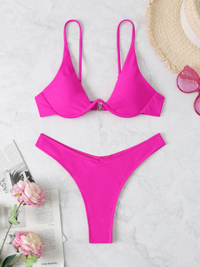 Swim Vcay High Cut Underwire Bikini Swimsuit