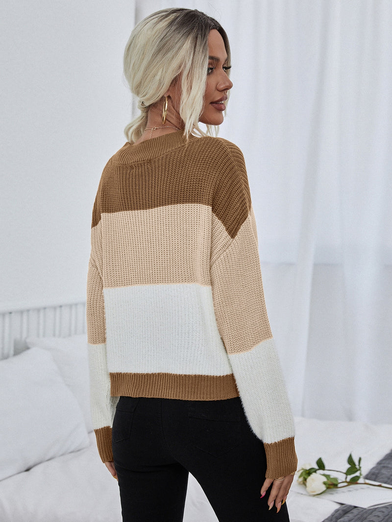 LUNE Color Block Drop Shoulder Sweater