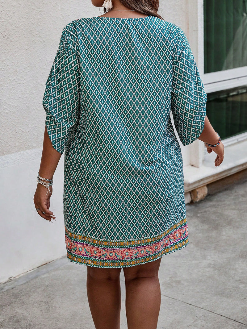 LUNE Plus Geo Print Tunic Dress