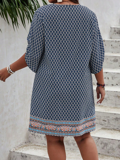 LUNE Plus Geo Print Tunic Dress