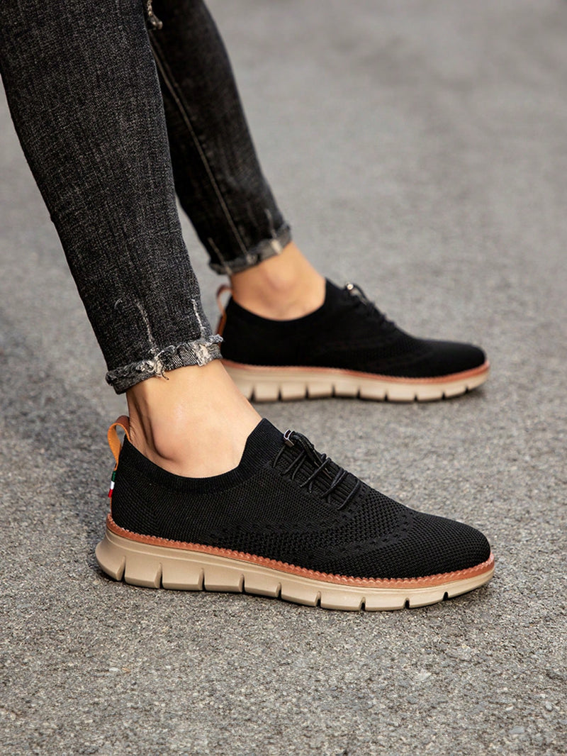 Plus Size Knitted Sports Casual Shoes, Men&