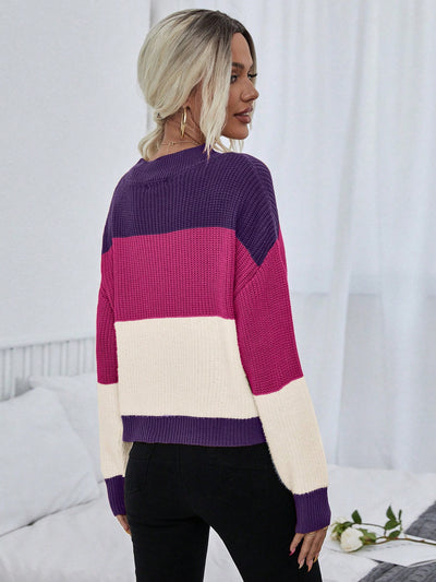 LUNE Color Block Drop Shoulder Sweater