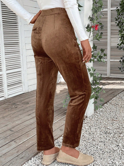 EMERY ROSE Solid Slant Pocket Corduroy Pants