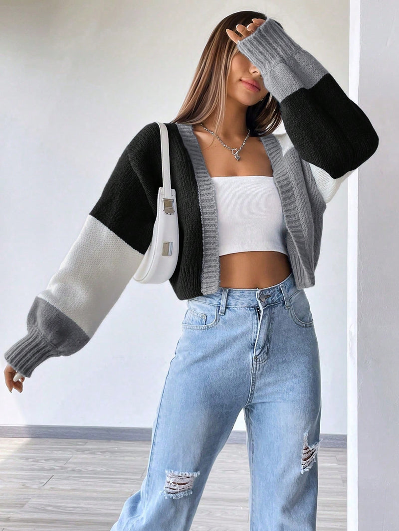 Qutie Colorblock Drop Shoulder Duster Cardigan