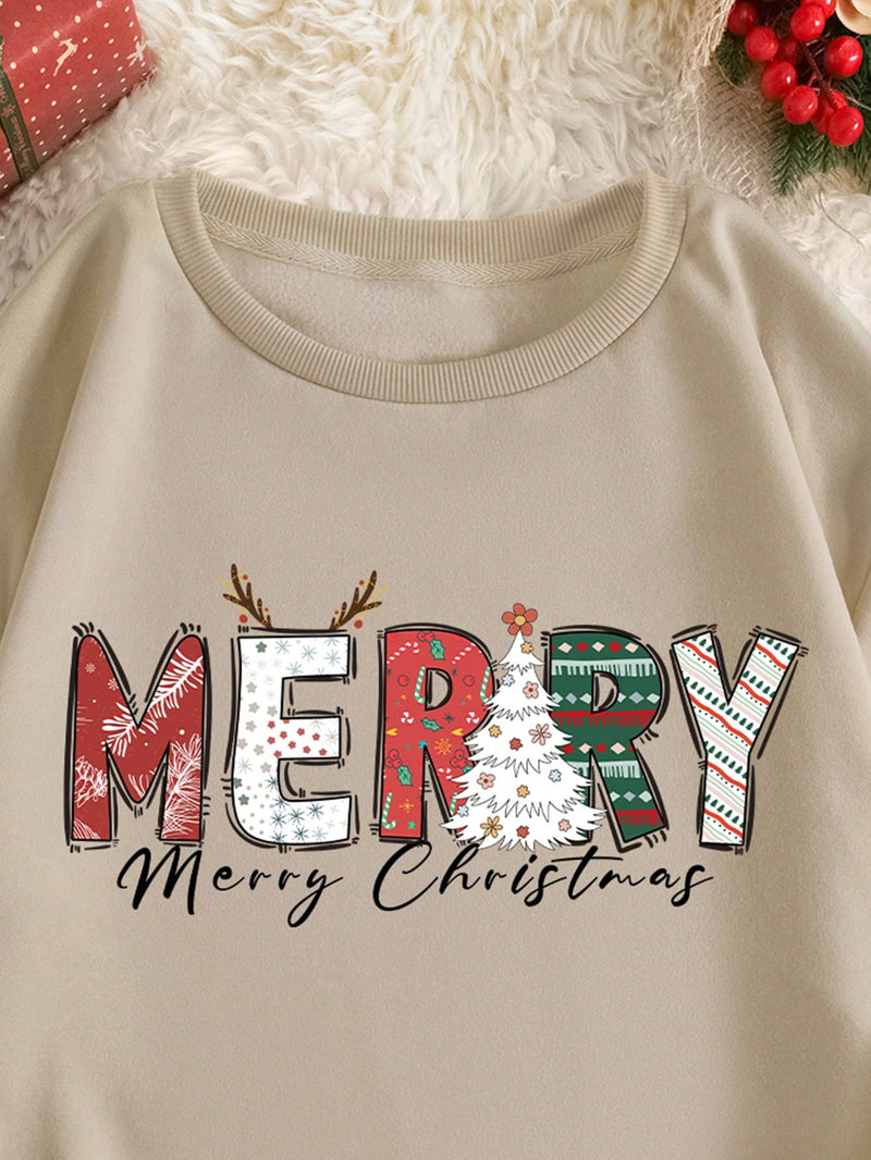 Christmas Print Thermal Lined Sweatshirt