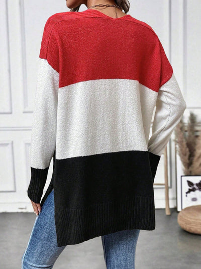 LUNE Color Block Drop Shoulder Sweater