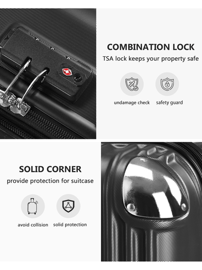 Luggage Sets Expandable Lightweight Suitcases Set with Wheels ABS Durable Travel Luggage with TSA Lock, 3pcs