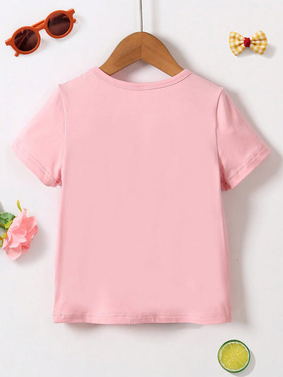Toddler Girls' Summer T-shirt With English Letter Print