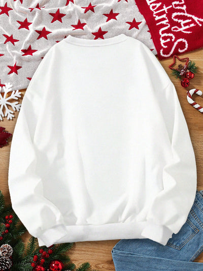 LUNE Plus Size Christmas Printed Fleece Sweatshirt