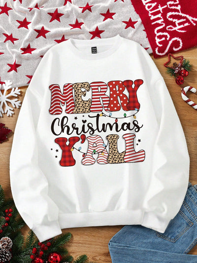 LUNE Plus Size Christmas Printed Fleece Sweatshirt