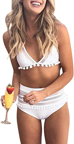 Pieces Bikini Set Halter Straps Tassel Swimsuit