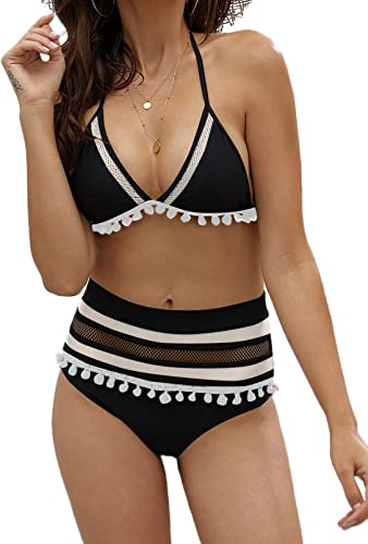 Pieces Bikini Set Halter Straps Tassel Swimsuit