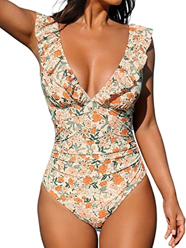 Piece Swimsuit Ruffled Lace