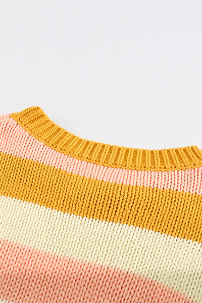 Striped Dropped Shoulder Knitted