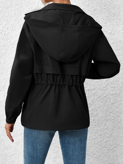 Drawstring Zip Up Hooded Jacket
