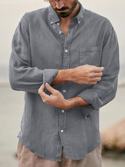 Men’s Fashionable Linen Collared Button