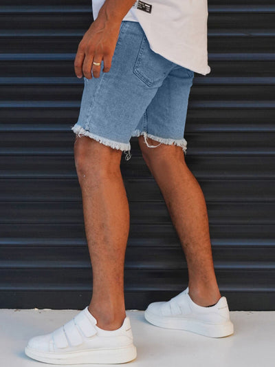 New Men's Ripped Denim Shorts Cropped Pants